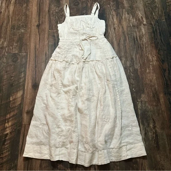 Anthropologie Linen square neckline midi dress size Medium - Picture 16 of 16